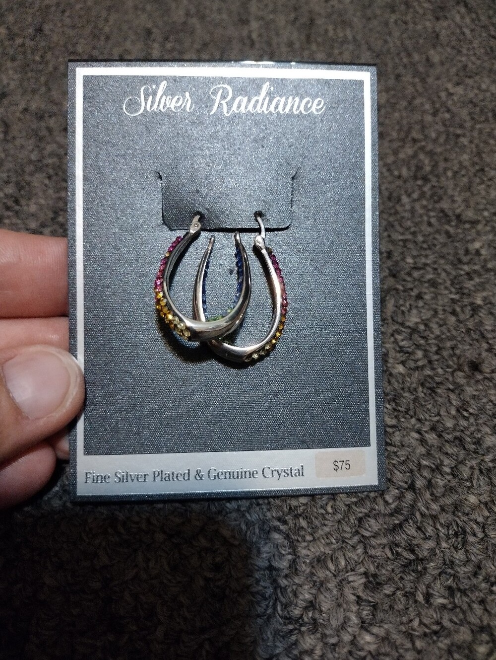Silver Radiance Women's Multicolor Crystal Hoop Earrings - Silver